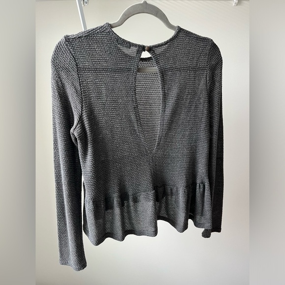 PacSun - Grey Cropped Peplum Waffle Open Back Sweater - Picture 2 of 3